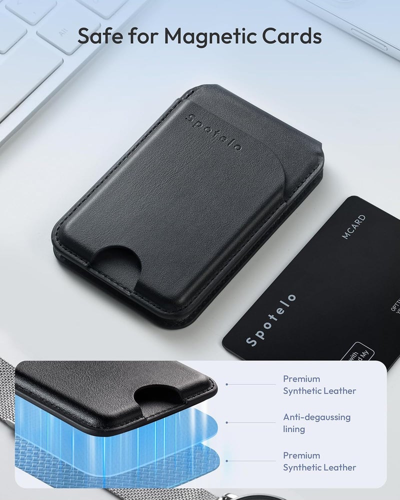 Spotelo Magnetic Wallet for iPhone, Compatible with MagSafe Adjustable Stand Wallet, RIFD Blocking Leather Magnetic Card Holder for iPhone 17/16/15/14/13/12 Series, Not for iPhone 13/12 Mini(Black) - Image 5
